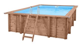 SUMMER OASIS De elegantie van een groot rechthoekig houten bad